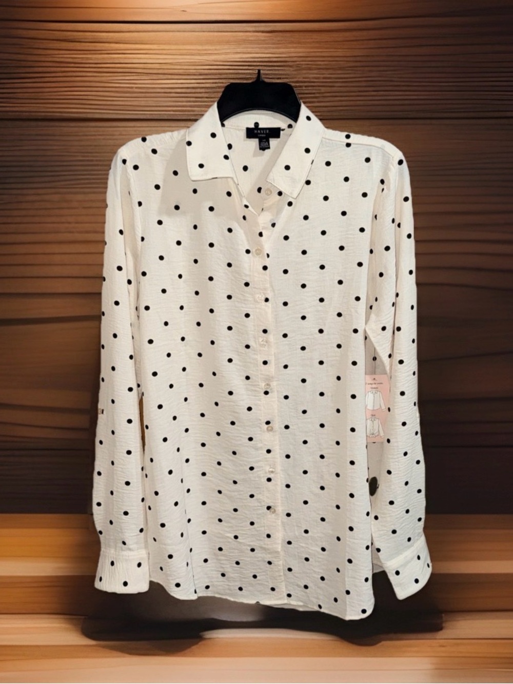 NWT Haver London Cream and Black Polka Dot Oversized Blouse-S